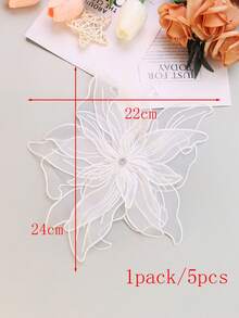 花邊網眼蕾絲繡花貼片,帶鑽石、珠子、亮片和熱固性膠,適用於diy服裝裝飾 - 白色 - 查看 6