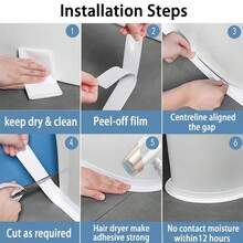 Caulk Tape Self Adhesive,Caulking Tape For Bathroom Sealant Strip Caulk Strip,Waterproof Caulking Sealing Tape For Bathroom,Toilet,Kitchen Countertop,Bathroom,Toilet - 白色 - 查看 10