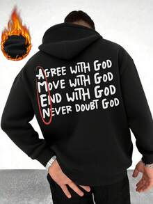 Áo Hoodie Krometka nam Thu/Đông với họa tiết Faith Power, màu mơ | Khẩu hiệu & Thái độ - màu đen - Xem 4