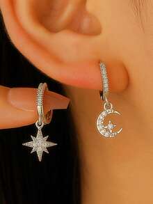 1 Pair Elegant Copper Zirconia Stone Devil's Eye Stud Earrings, Women's Earrings, Suitable For Daily, Party, Holiday Wear, Women's Jewelry