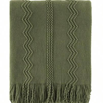 针织盖毯，适合沙发、波西米亚床，棕色，秋冬舒适毯子，适合感恩节、圣诞节