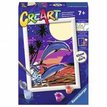 Ravensburger - Creart E: Dolphins | Paint By Numbers For Kids | Kids' Craft Kit | Glow In The Dark | Complete Kids' Painting Kit | Crafts For 7-Year-Old Girls | Includes 13x18cm Frame - Purple - View 1