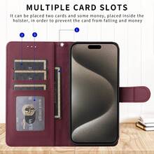 Luxury Wallet Fashion Double Button Small Fragrant Wind With Card Slot Photo Frame Kickstand Function Magnetism Flip PU Artificial Leather Case Compatible With Samsung Galaxy ForiPhone,Compatible With Xiaomi Redmi Compatible With Huawei OPPO Soft Silicone With Hand Strap Business Shockproof Protective Cover - Burgundy - View 4