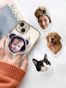 1pc Customized Phone Slide Folding Stand, Can Customize With Portrait, Pet, Car, Idol, Company Logo, Acrylic Material - Multicolor - View 2