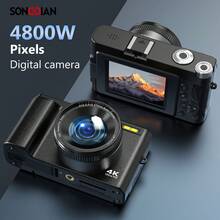 SONGDIAN 数码相机 4K 30fps 超高清 48MP 摄影相机，配备 32GB TF 卡、850mAh 可充电电池、16 倍光学变焦、3 英寸 TFT 180° 可旋转翻转屏幕、即时 Vlog 相机，适用于视频博客、初学者友好型便携式设计礼物 - Camera + Filter - 查看 2