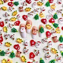 30/50pcs Random Christmas Charm For Jewelry Making, Christmas Tree Nail Art Rhinestone Charms, Christmas Decor, Nail Art Supplies