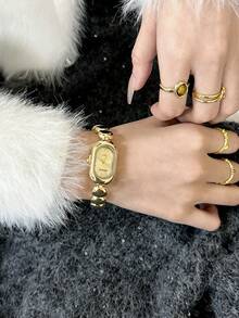 1pc New Fashion Oval Dial Women'S Watch, Retro, Elegant, Simple Style, Adjustable Strap Is VSuitable For Daily Wear, Birthday Gifts, Parties, Holiday Gatherings, New Year's Gift