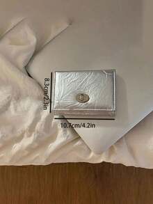 Monedero plisado, cartera de mujer de triple pliegue, versión coreana simple con hebilla de la cubierta, monedero, tarjetero de mujer, cartera de alta gama con hebilla de triple pliegue, regalo para la madre, novia, Día de la Madre, accesorios de moda para vacaciones, diseño moderno de textura suave, bolsa pequeña