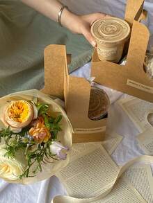 5件/10件/20件咖啡提花盒（白色、棕色、粉色、绿色）、活动派对盒、牛皮纸花篮、奶茶包、外卖盒、甜点蛋糕花束盒、花卉配件，适用于聚会、母亲节礼物、生日派对、公司团队建设、朋友礼物、随身携带的会议礼物、办公室、户外。 - 彩色 - 查看 8
