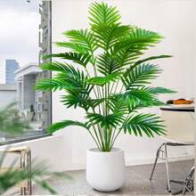 Árbol de palma artificial grande de 68-88-145cm, hojas y ramas de palma verde plástica falsa tropical, adecuado para la decoración del hogar y el jardín - Verde Oliva - Ver 11