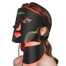 GCCSJ Red Light Therapy Mask For Face & Neck - 309 LED Beads Professional Phototherapy Device With Dual-Zone Control, Ergonomic Design For Even Coverage, At-Home Anti-Aging Skincare Tool For Women & Men (Black) - màu đen - Xem 3