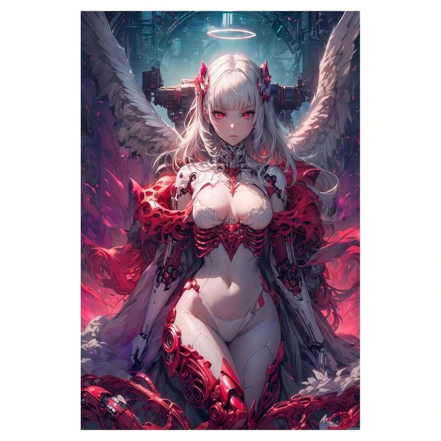 Premium Angel Anime Girl Canvas Poster - Frameless, Sexy Home Artwork - A - View 1