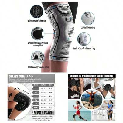 Rodilleras Deportivas, 2PK Rodilleras de Soporte, Transpirables, Elsticas, Antideslizantes, Antideslizante, Banda Rodilla Protector, para Correr, Basquetbol, Voleibol, Bicicleta Gris, Medium