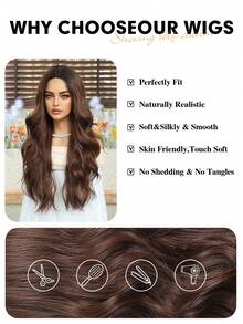 28 "Long Curly Hair Wig Ombre Brown Wig For Women Synthetic Wig For Everyday Parties Festival Travel Music Festivals Holiday Gifts For Daily Party,Natural Sexy Simple Casual Sports Preppy Cosplay Heat Resistant Fake Hair Or Holiday Party Everyday Wear,Halloween Christmas Gifts, Gifts For Girlfriends,Gifts For Girlfriends - 鏽棕色 - 查看 7