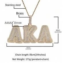 Customized Geometric Cubic Zirconia Letter Pendant, Brass Cubic Oxidized Cubic Pendant, Hip Hop Style, Personalized Couple Necklace, Comes With 50cm Braided Chain