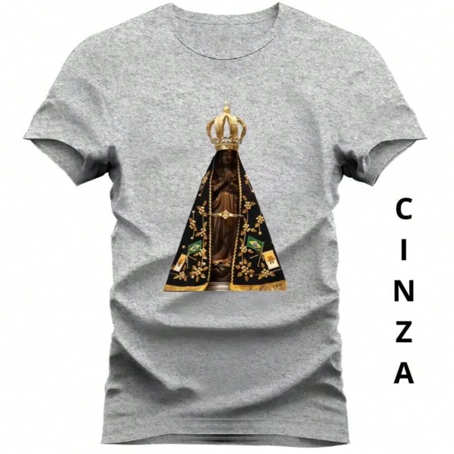 Premium Embroidered Cotton T-Shirt * 100% Cotton Mesh Thread 30.1 * Best Quality Products * Does Not Fade * Does Not Shrink * We Ship All Over Brazil * 100% Purchase * High Quality Stitching With Vivid Colors * Durability For More Than 100 Washes Gender: Male Sleeve: Short Sleeve Material: Cotton Collar: Round Summer Loose None Halloween Christmas - 灰色 - 查看 1