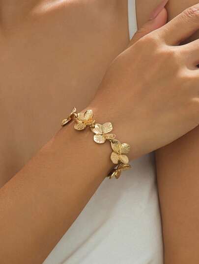 Women's Minimalist And Niche Flower And Chain Bracelet (No Gift Box)