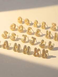 Tsnamer 1 对泡泡首字母耳钉精致泡泡方晶锆石 26 个字母 A-Z 个性化名字耳钉情人节珠宝生日礼物适合女士和女孩、妈妈、母亲、母亲节、礼物 - 耳環 - 查看 4