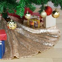 36 Inches Christmas Tree Skirt Champagne Gold Tree Skirt Sequin Glitter Tree Skirt For 4ft Tree Christmas Decoration - ShinyChampagneGold - View 2