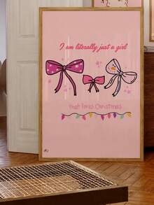 1 Stück ungerahmter, handgezeichneter girly Weihnachtsdruck in preppy pastellrosa Urlaubsdekoration, vintage retro Weihnachtsmann druckbare - digitale Weihnachtskarte