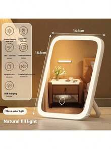 LED Lighted Makeup Mirror With Adjustable Stand, Foldable & Portable Travel Mirror, 3 Color Modes, Vanity Toilet Mirror With Dimmable Touch Screen, 360° Rotation, USB Rechargeable, Great Gift For Valentine's Day, Mother's Day, Girls, Graduation