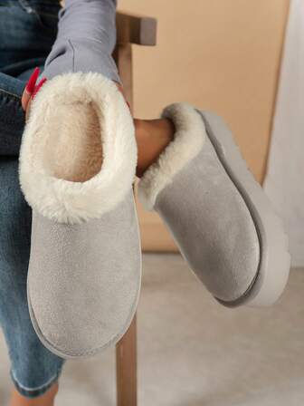 Girl's Fashionable Warm Slippers For Autumn/Winter, Comfortable Minimalist Indoor/Outdoor Wear, Suitable For Teenagers And Home Use