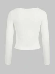 Áo thun dài tay nữ thiết kế theo yêu cầu - Thêm ảnh/thiết kế của bạn, áo thun in theo yêu cầu, áo thun cổ chữ U, áo kiểu thu đông thiết kế theo yêu cầu, họa tiết tùy chỉnh, phù hợp cho kỷ niệm, sinh nhật, các dịp lễ. Áo thun thiết kế theo yêu cầu, áo nữ, áo thun in theo yêu cầu, áo thun dài tay nữ, áo trắng mùa xuân - trắng - Xem 4