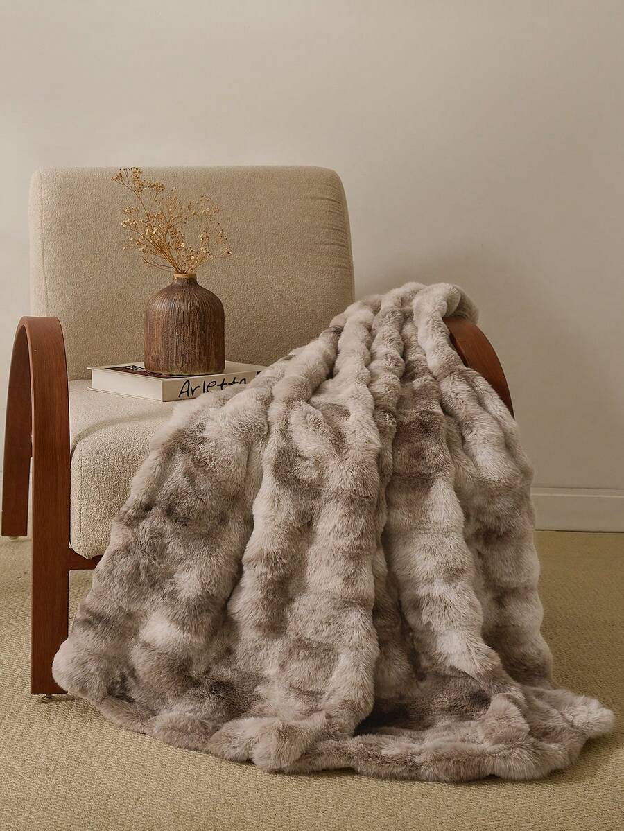 1 pătură de pluș vopsită față-verso, maro cafea, vopsită tie-dye, moale, caldă, din blană artificială de iepure, în stil luxos, pentru utilizare multifuncțională în sufragerie, dormitor și canapea, dimensiunea Queen, Twin, King, luxoasă, pufoasă, lungă, de pluș, aruncă lenjerie de pat, moale și confortabilă, canapele, pături pentru casă, lenjerie de pat pentru școală
