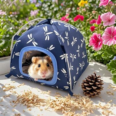 适合室内和室外使用的便携式小型宠物帐篷屋 - 仓鼠洞穴巢穴藏身处、洞穴藏身处、笼子配件、适合几内亚仓鼠、刺猬、雪貂、龙猫和其他小动物的宠物窝。