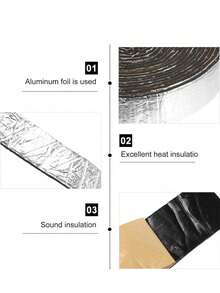 1 Roll Automotive Heat Insulation & Sound Insulation Mat, Insulation Pad And Insulation Mat, Car Cover Decorative Rooftop Door Automotive Insulation Soundproof, Suitable For Car Hood Engine, Rooftop, Door And Trunk - Aluminum Foil Surface, Engine Hood Closed Cell Foam Accessories, Car Hood Insulation Pad, Car Sound Absorbing Pad Insulation Mat, Car Hood Engine Rooftop Door Heat Insulation Mat, Car Audio Mat, Closed Cell Foam Accessories
