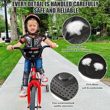 Equipamiento de protección infantil - Equipo de protección para bicicleta de montaña y patinaje, resistente al desgaste y a los golpes, protección integral que incluye pecho, espalda, hombros, brazos y rodilleras - Material PP duradero, color negro - Apto para ciclismo, patinaje, esquí, patinaje sobre hielo, equipo de  deportiva y zapatillas de patinaje - Oscuro - Ver 3