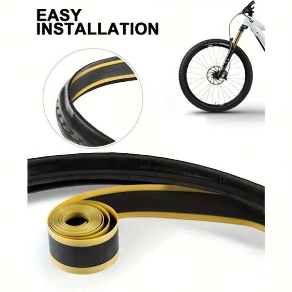 Doublure anti-crevaison en TPU noir et jaune avec outil de démonte-pneu, tube intérieur de vélo de montagne et doublure anti-crevaison pour pneu, 40 mm * 1,0 mm * 2300 mm