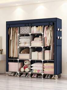1pc Modern-Style Foldable Roller Door Wardrobe, Large-Capacity With Multiple Compartments And Pockets Storage Rack, Easy To Assemble, Durable And Space-Saving, Clothes Storage Cabinet For Bedroom, Dormitory And Home Use, Available In Multiple Colors, Essential Storage Solution For Dormitories - Multicolor - View 11