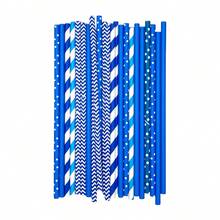 100 قطعة/عبوة قش ورقي مسطح ملون قابل للتخلص منه بألوان متنوعة - 6*197 ملم، مناسب للعصائر والحلويات