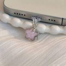 Cute Pentagram Alloy Diamond Star Mobile Phone Dust Plug Pendant With Keychain Pendant DIY Couple Phone