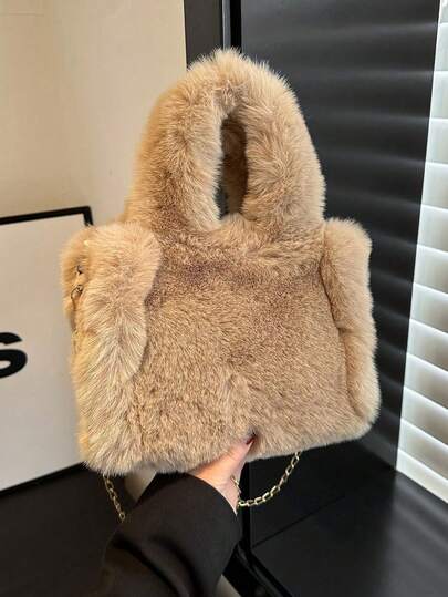 Exquisite, klassische, stilvolle und vielseitige Umhängetasche aus Plüschimitat, Nischendesign, leichte, luxuriöse Umhängetasche für Herbst, Winter, Urlaub, Reisen, hochwertige Textur, Handtasche – Valentinstag, Weihnachten, Erntedankfest, Feiertag, Geburtstagsgeschenk