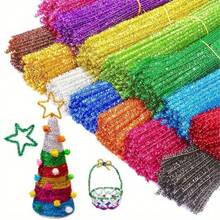30cm Palitos con pompones de chenilla con brillo arcoíris, 100/200 piezas. Tallos de peluche brillante - Suministros de artesanía de alambre de lana suave para manualidades DIY, decoraciones navideñas y proyectos creativos. Alambre de metal suave para arte y artesanía, decoraciones navideñas de metal, Halloween, bodas, decoración del hogar, fiestas y decoraciones festivas. Y regalos de Navidad. - Multicolor - Ver 10