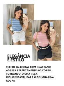 Luxury Modal High Elasticity Short Sleeve Striped Blouse - Rusty Rose - View 2