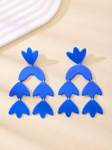 1 par de pendientes geométricos minimalistas de resina multicolor de moda, versátiles para festivales, fiestas, vacaciones y uso diario