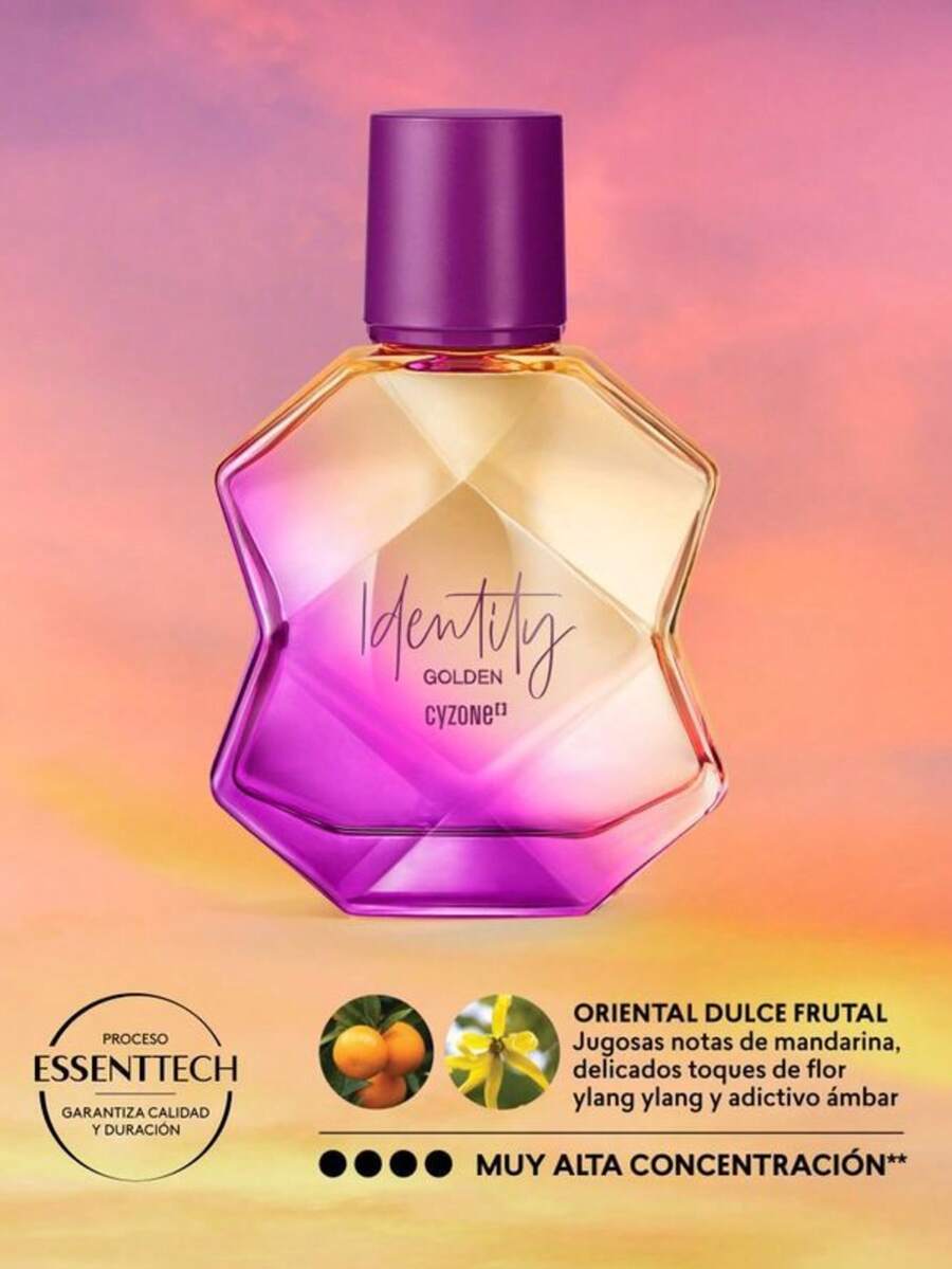 Perfume Original Identity Golden de Cyzone para Mujer 50 ml | Fragancia Femenina con Aromas Cálidos, Elegantes y Sofisticados | Esencia Moderna con Toques Dulces, Frutales y Amaderados | Ideal para Mujeres que Irradian Confianza, Estilo y Personalidad Propia | Perfecto para Uso Diario o Nocturno | Presentación Práctica y Refinada para Llevar Siempre Contigo | Diseño Exclusivo que Refleja Brillo Interior y Poder Femenino | Aroma Duradero que Deja Huella con Cada Aplicación | Ideal para Regalo Especial o Para Resaltar tu Propio Estilo con un Toque Único y Distintivo - Amarillo - Ver 1