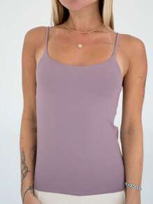 Thin Strap Tank Top In Polyamide, Blouse With Lining, Suplex Blouse - Lilac Purple - View 1