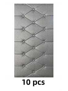 6 Pcs/10 Pcs 35cm*70cm 3D Embossed Foam Wallpaper With Imitation Leather Grain, Soft And Textured, Self-Adhesive Foam Wall Sticker, Reusable And Cuttable, Bedroom Decorative Background, Soundproof And Thickened Wall Covering, Bedside Soft Package, Waterproof, Moisture-Proof, Dust-Proof And Collision-Proof Sticker - Multicolor - View 16
