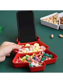 1 pieza Plato para aperitivos navideños, Bandeja de servir con forma de árbol de Navidad, Plato para servir aperitivos | Vajilla festiva para nueces, caramelos, frutas secas y semillas de melón, plástico, diseño de alimentos, perfecto para entretenimiento navideño, vajilla navideña