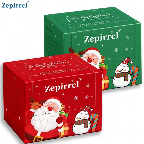 2 Boxes 26*30cm Christmas Disposable Face Towels, Large Size Facial Cleansing Wipes, Multi-Purpose Skincare, 40 Count/Box