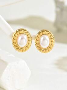 1 Pair Retro Elegant Water Drop Faux Pearl Fashion Personalized Women's Versatile Dating Earrings