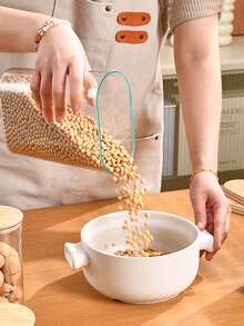 1pc Transparent Airtight Canister With Bamboo Lid, Large Capacity Kitchen Storage Container, Grain Dispenser, For Storing Grains, Rice, Pasta And Snacks, Kitchen Accessories, Meal Prep, Dining Tools - Transparent - View 10