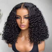 CEXXY 13x6 Deep Wave Lace Frontal Wigs 360 Water Curly 7x5 Glueless Lace Front Wig 30 36 Inch Closure Kinky WearGo - Tự nhiên & Đen - Xem 2