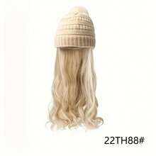 Gorro de invierno sintético de 20 pulgadas con extensión de cabello ondulado y peluca sintética de invierno cálida de punto, adecuado para uso diario de las damas - Multicolor - Ver 15