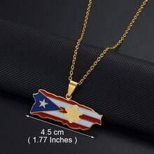 1pc Puerto Rico Flag Frog Mask Pendant Necklaces For Women Girls PR Red And Black Flags Stainless Steel Jewelry