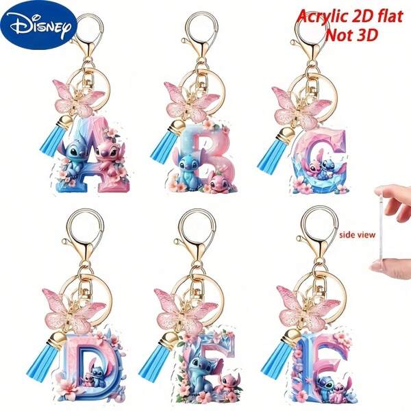 1 pieza [Encanto decorativo] 2D plano, 26 letras y diseño único de dos colores Llavero acrílico con lazo, encanto festivo, perfecto para árbol, ventana y decoraciones de fiesta, decoraciones de árbol de Navidad, colgante de aleación de zinc, adecuado para bolsos, accesorios de llaves de coche y regalos, regalos de San Valentín y Navidad y accesorios de cumpleaños, encantos de bolso Accesorios de coche Ideas de regalo para maestros, amigos, hermanas